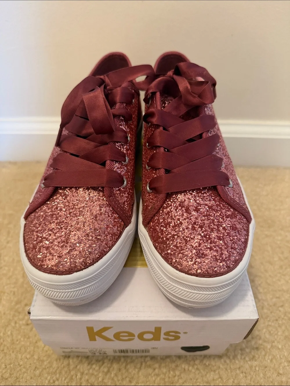 Keds Glitter Triple Up Sneakers - Rose Pink - worn 2x